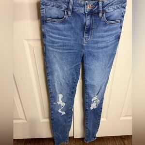American Eagle Next Level Stretch Skinny Jeans Womens 4 Distressed Blue